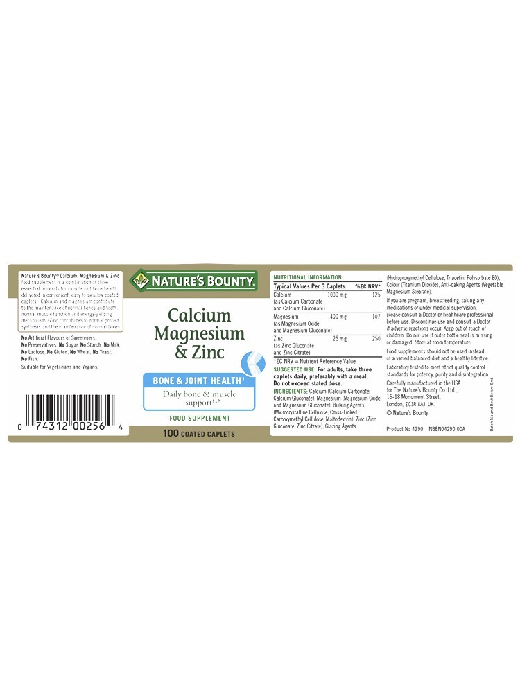 Nature'S Bounty Calcium Magnesium & Zinc