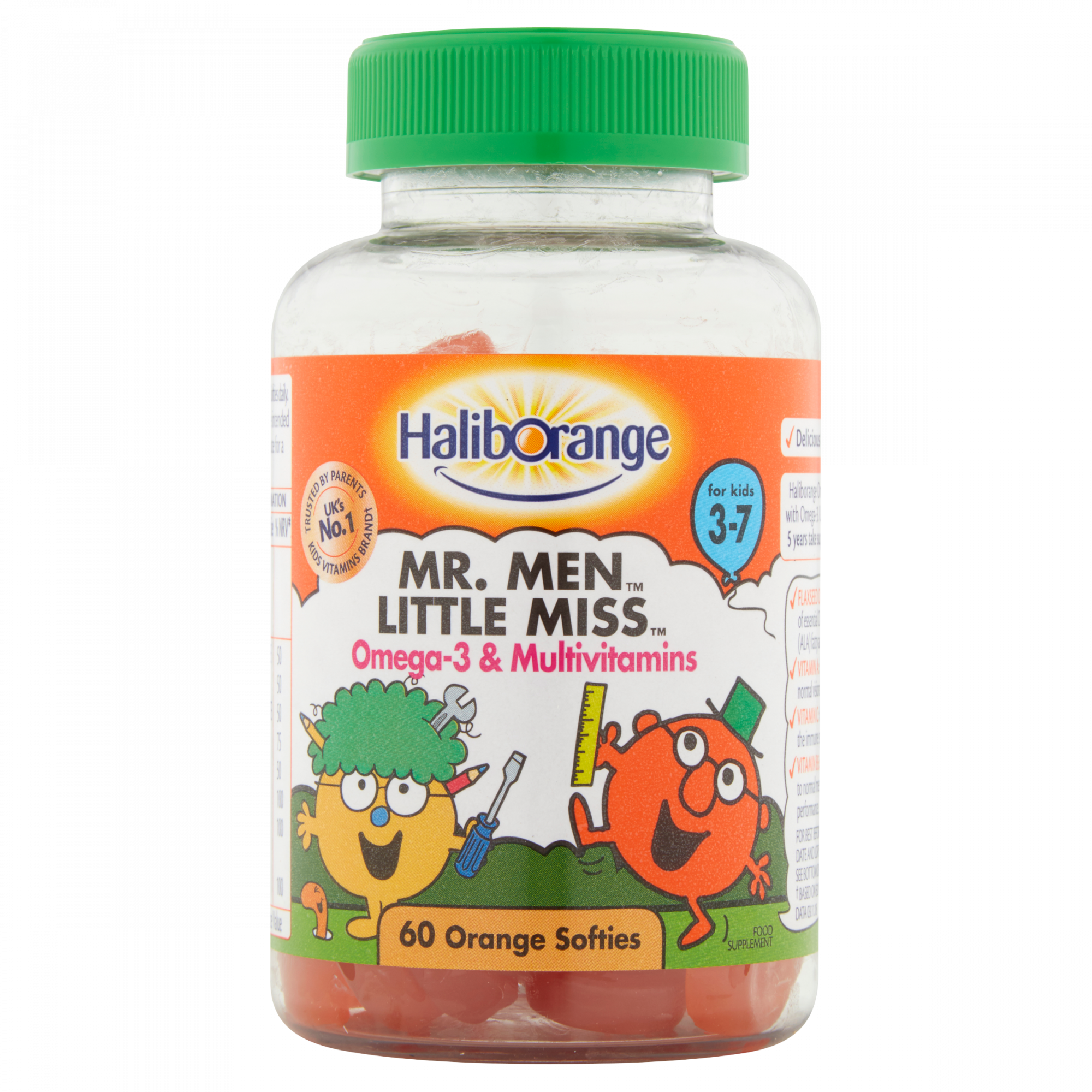 Haliborange Mr. Men Little Miss Omega-3 & Multivitamins 60 Orange Softies For Kids 3-7