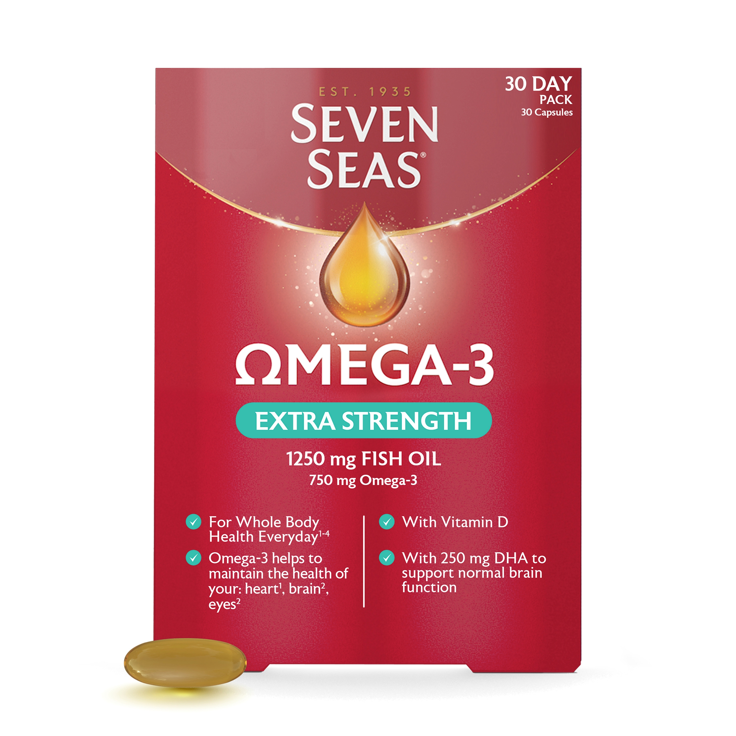 Seven Seas Omega-3 Fish Oil Extra Strength With Vitamin D 30 Capsules