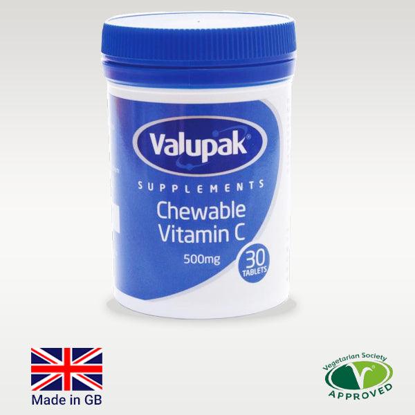 Valupak Vitamin C - Chewable 500mg Tabs 30'S