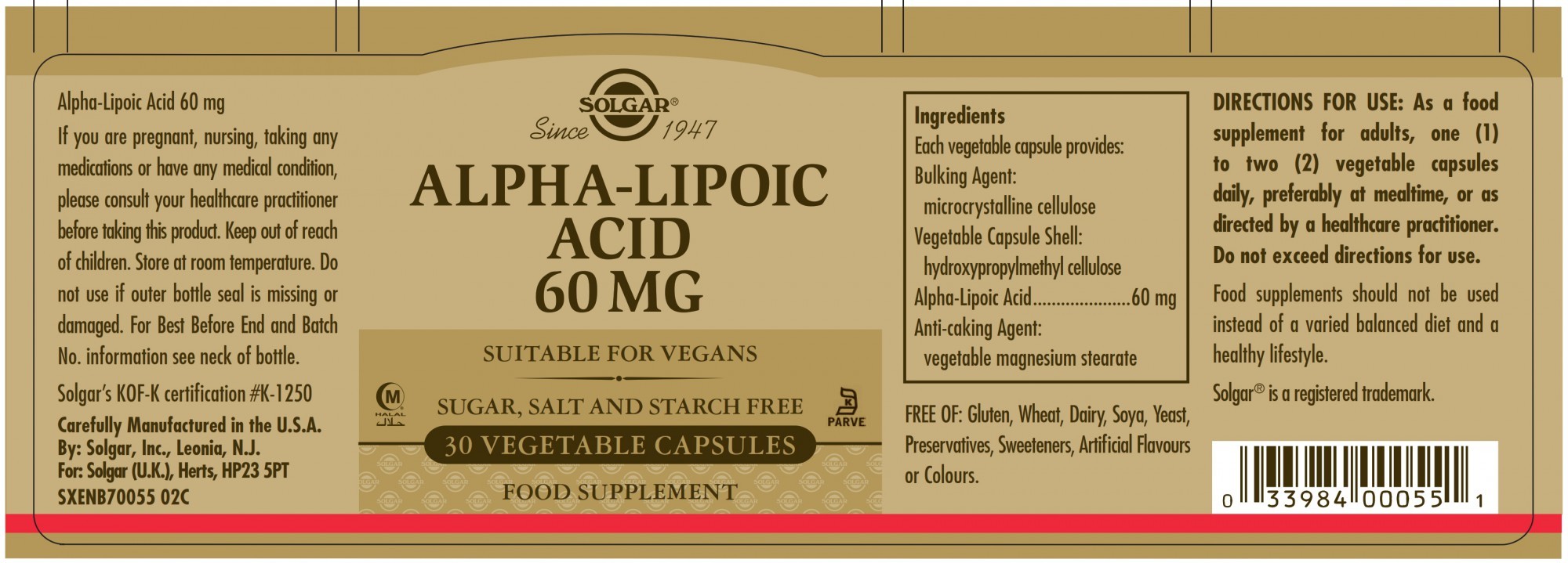 Solgar Alpha-Lipoic Acid 60 MG