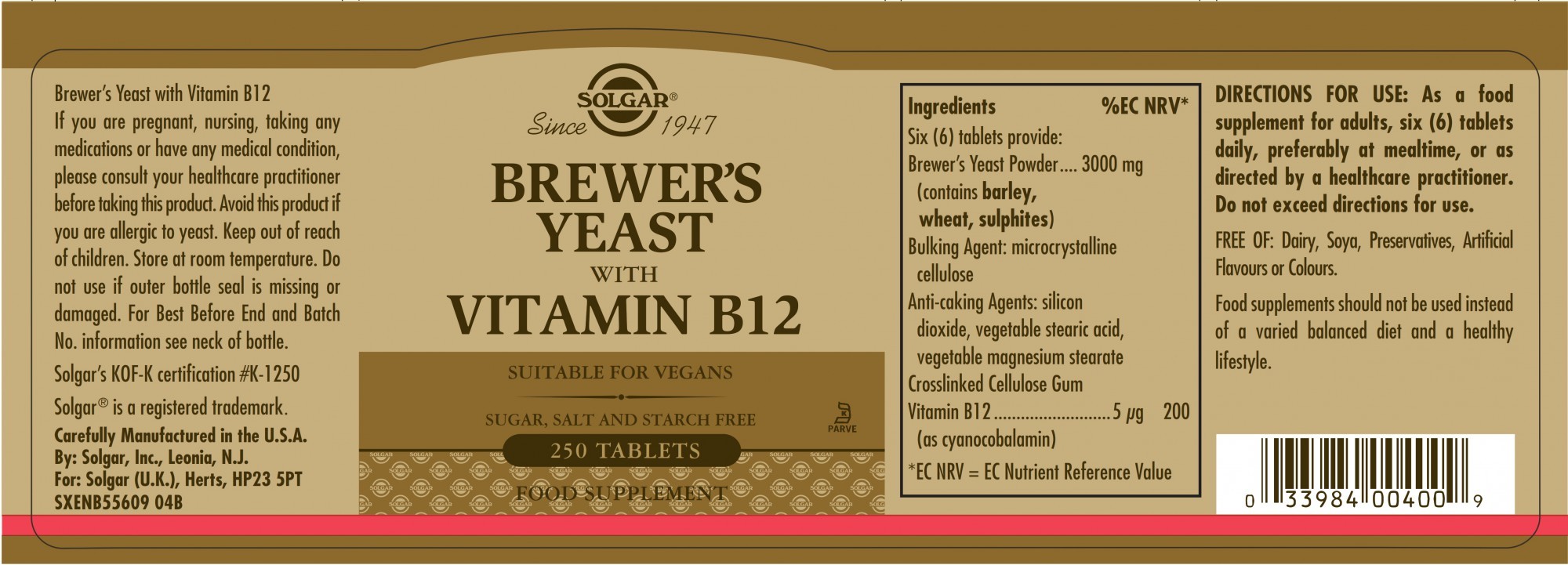 Solgar Brewer’s Yeast With Vitamin B12