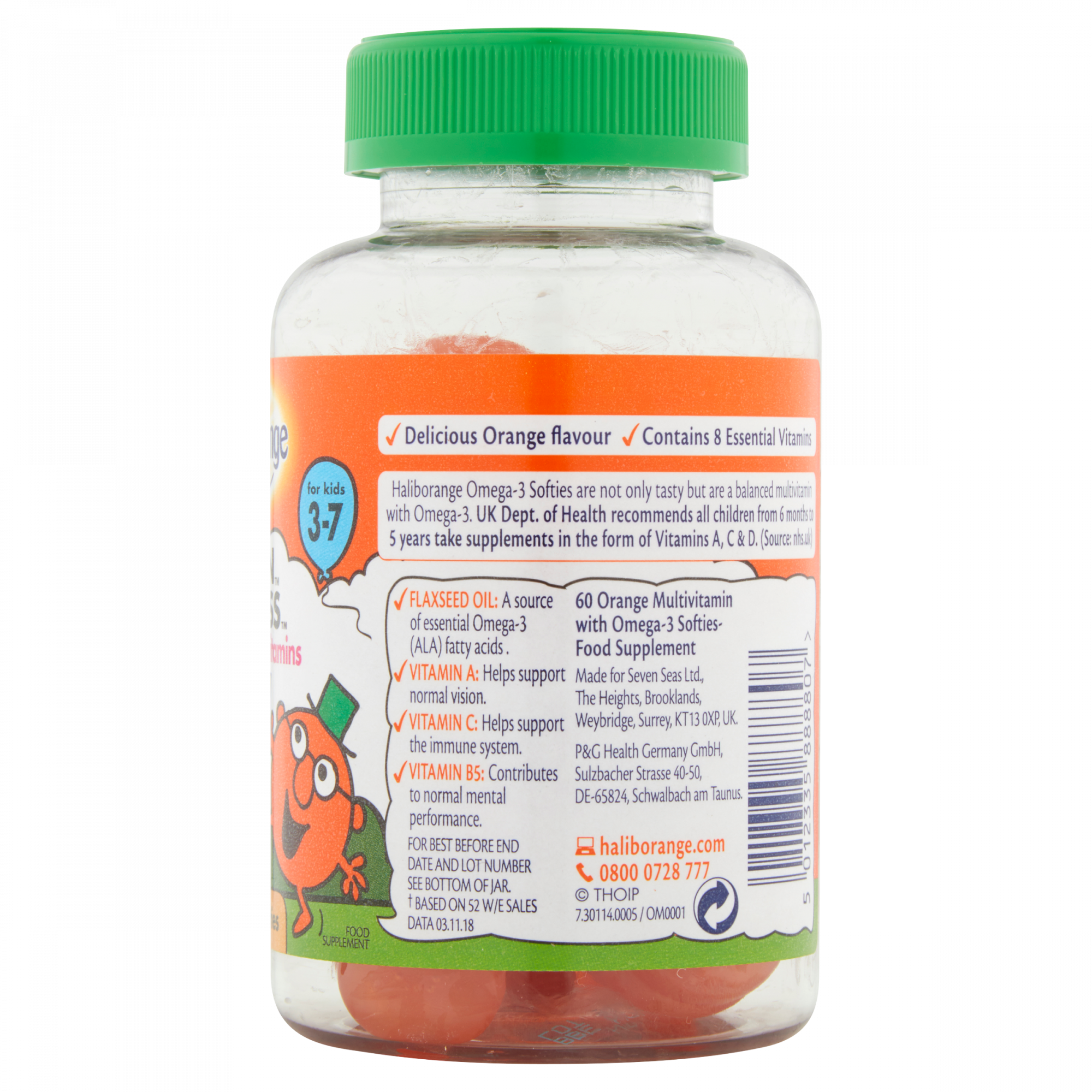 Haliborange Mr. Men Little Miss Omega-3 & Multivitamins 60 Orange Softies For Kids 3-7